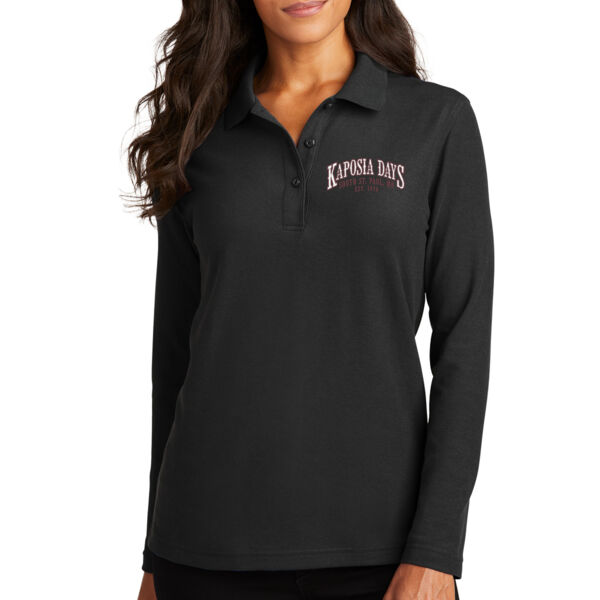 Port Authority® Women's Silk Touch™ Long Sleeve Polo - Embroidered Logo Thumbnail