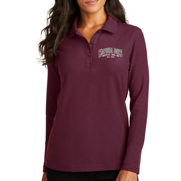 Port Authority® Women's Silk Touch™ Long Sleeve Polo - Embroidered Logo Thumbnail